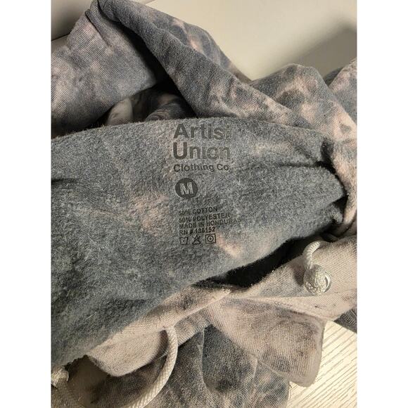 Artist Union Clothing Co Adult Medium tie-dye Hoodie Sweatshirt Grey White Cozy - Picture 8 of 8
